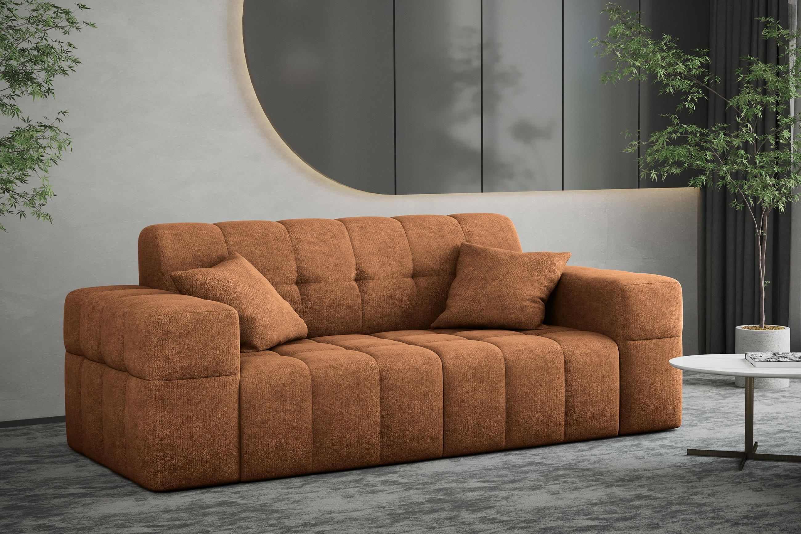 SOFA 2 Sitzer NIMES Stoff Perfect Harmony Orange - Orange, Holz/Kunststoff (183/82/92cm) - Kaiser Möbel
