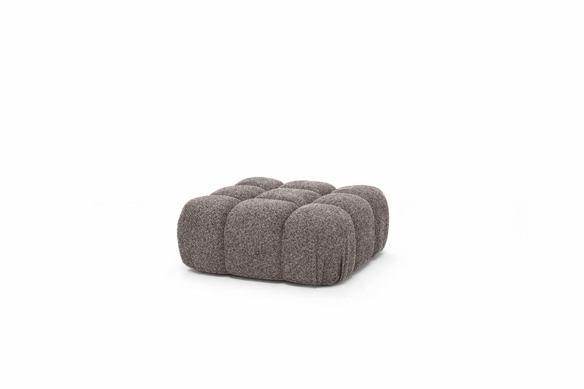 HOCKER Modularer, Bouclé-Stoff Abriamo, Braun, Selia - Braun, Holz (95/40/95cm) - Kaiser Möbel