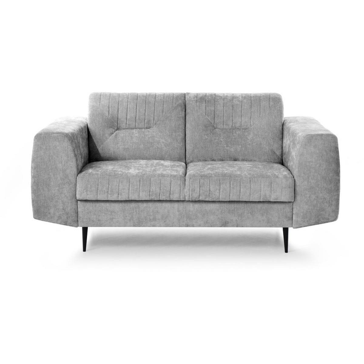 SITZGARNITUR Venezia mit Metallbeinen, hellgrau - Hellgrau/Schwarz, Holzwerkstoff/Metall (233/85/94cm) - Beautysofa