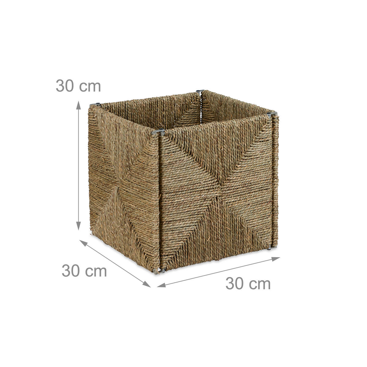 AUFBEWAHRUNGSKORB - Hellbraun, Textil/Metall (30/30/30cm) - Relaxdays