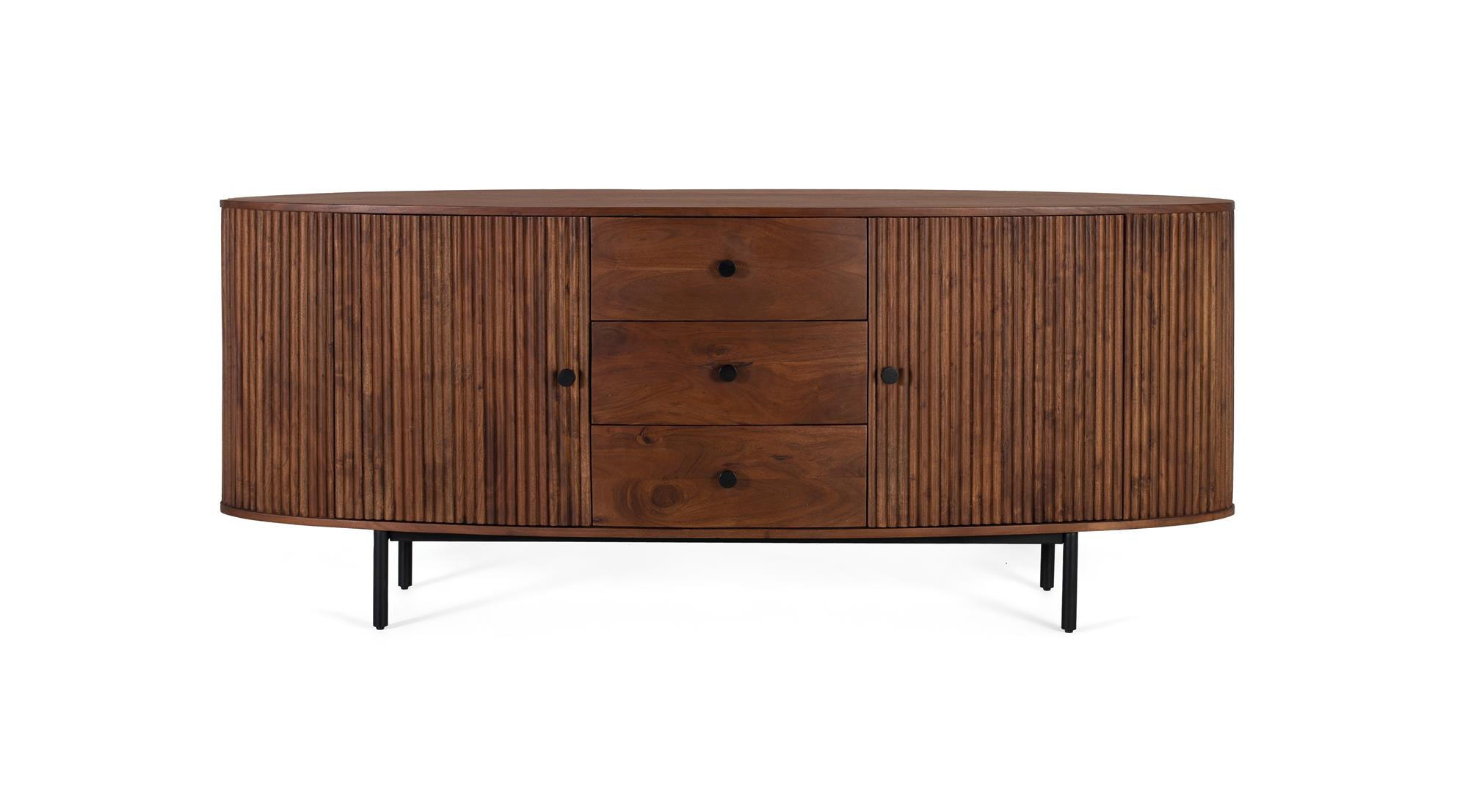 SIDEBOARD mit 2 Türen und 3 Schubladen aus Akazienholz - Braun, Holz (48/75/180cm) - Giner y Colomer