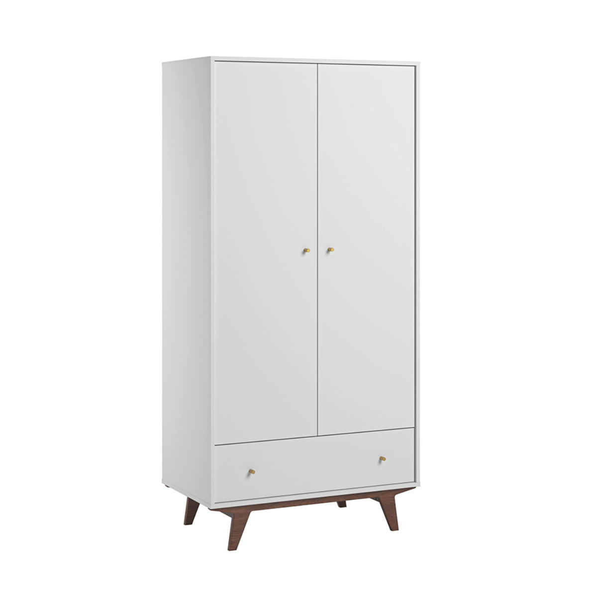 SKRIŇA 2 dvere Mid Biela a drevo - biela, kompozitné drevo (90/185/50cm) - Petits-meubles
