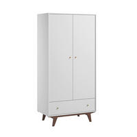 SKRIŇA 2 dvere Mid Biela a drevo - biela, kompozitné drevo (90/185/50cm) - Petits-meubles