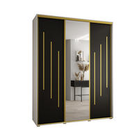 SCHWEBETÜRENSCHRANK 235,2/190/60 3-türig - Goldfarben/Schwarz, Holz/Metall (190/235/60cm) - Abiks Möbel