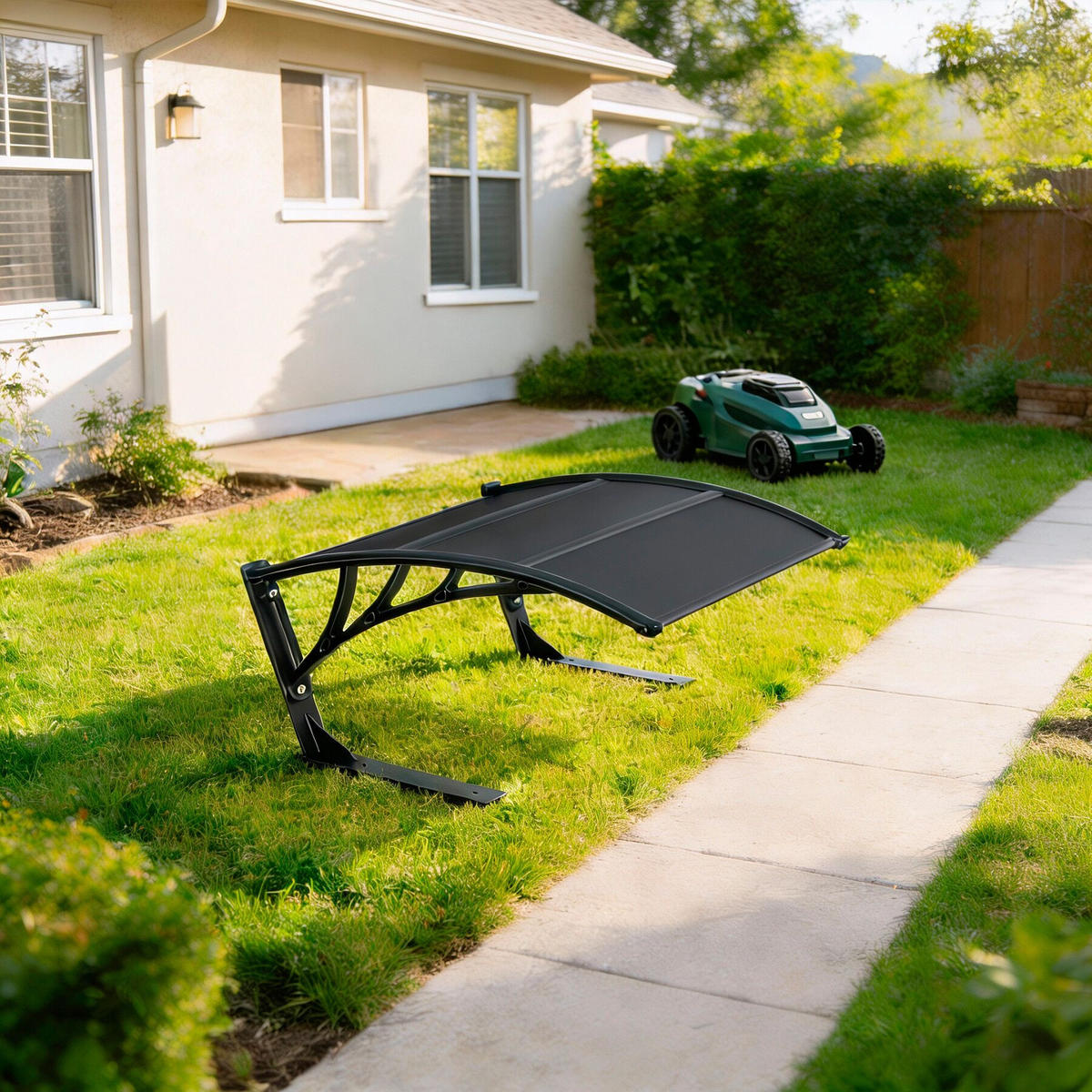 RASENMÄHER-ROBOTER-GARAGE Domus, 81 x 100 x 48 cm, schwarz - Schwarz, Metall (81/48/100cm) - tectake