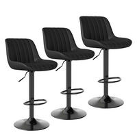 BARHOCKER 3er Set drehbar höhenverstellbar PU-Leder Schwarz - Schwarz, Kunststoff (46/109/37cm)