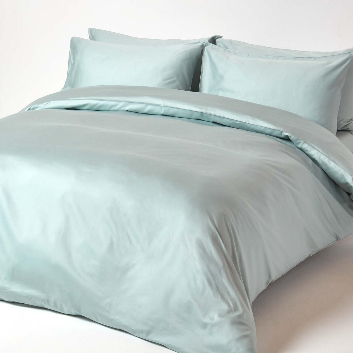 SPANNBETTLAKEN Satin aus 100% Bio-Baumwolle - Hellblau, Textil (150/200cm) - Homescapes