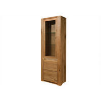 VITRINE Wildeiche 73x40x205 braun geölt KENT #301 - Dunkelbraun, Holz (73/205/40cm) - Massivmoebel24