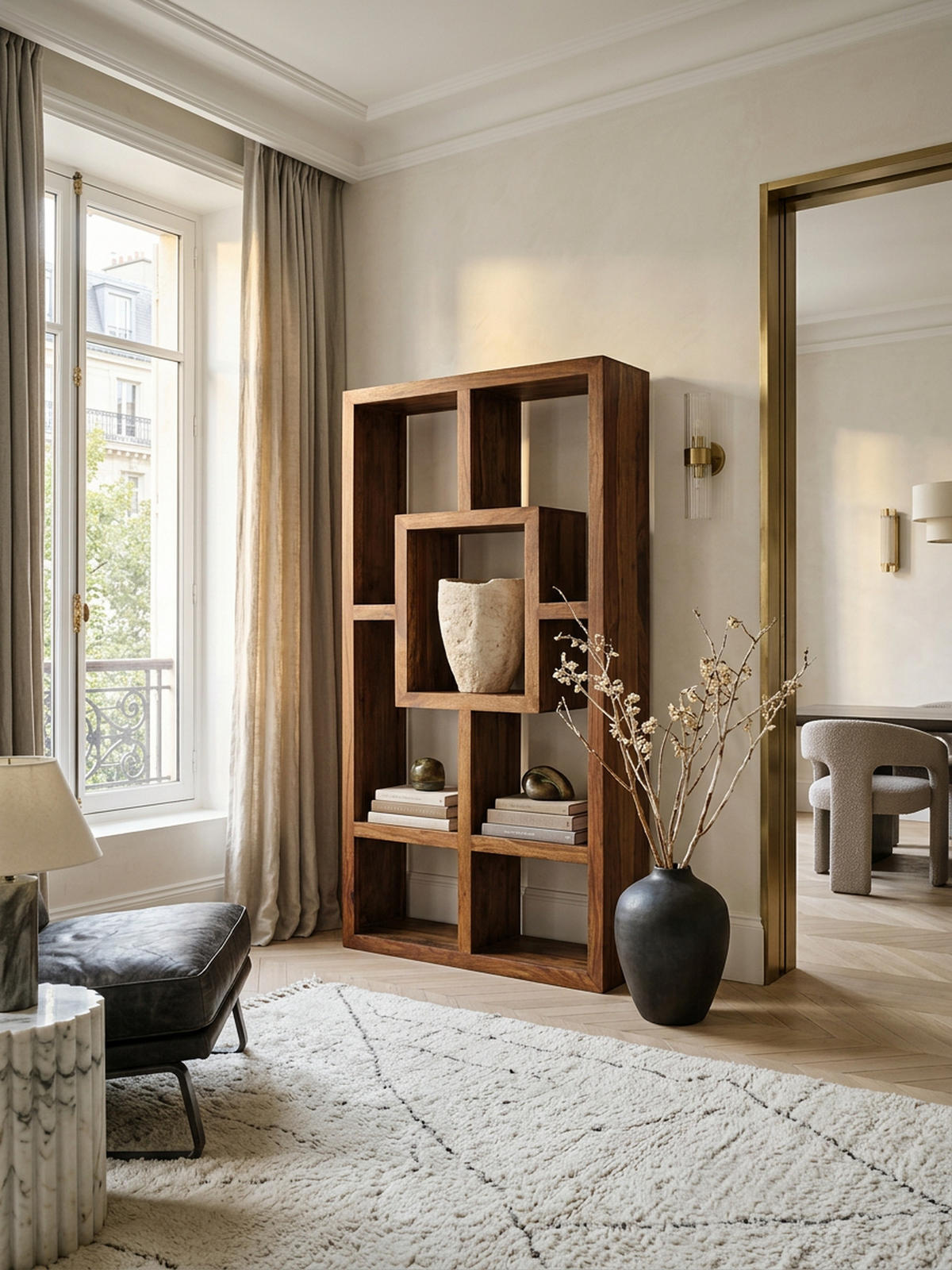 BÜCHERREGAL – NAKO, Naturholz, 90x180 cm, Landhausstil, mit Ablagefächern - Braun, Holz (90/180/35cm) - KADIMA DESIGN