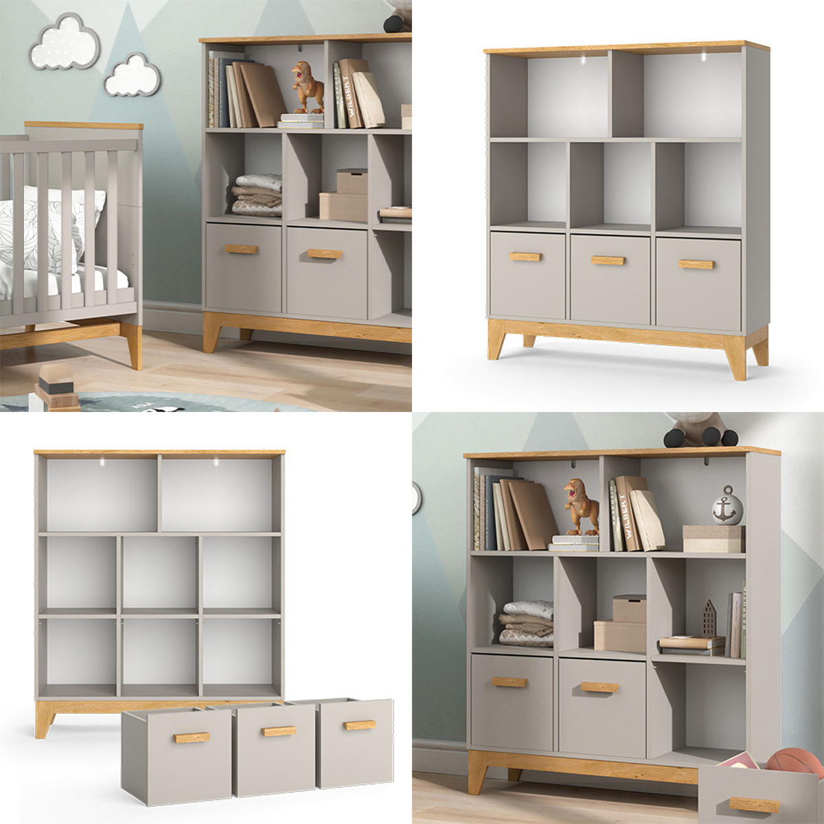 KINDERREGAL Malia Cashmere-Eiche 98.4 x 113.4 cm - Kaschmir, Holzwerkstoff (98.4/113.4/32.6cm) - VitaliSpa