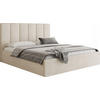 POLSTERBETT Amira Slim mit Bettkasten, Creme Samt 180x200 cm - Beige/Birkefarben, Holz/Holzwerkstoff (180/200cm) - WFL GROUP