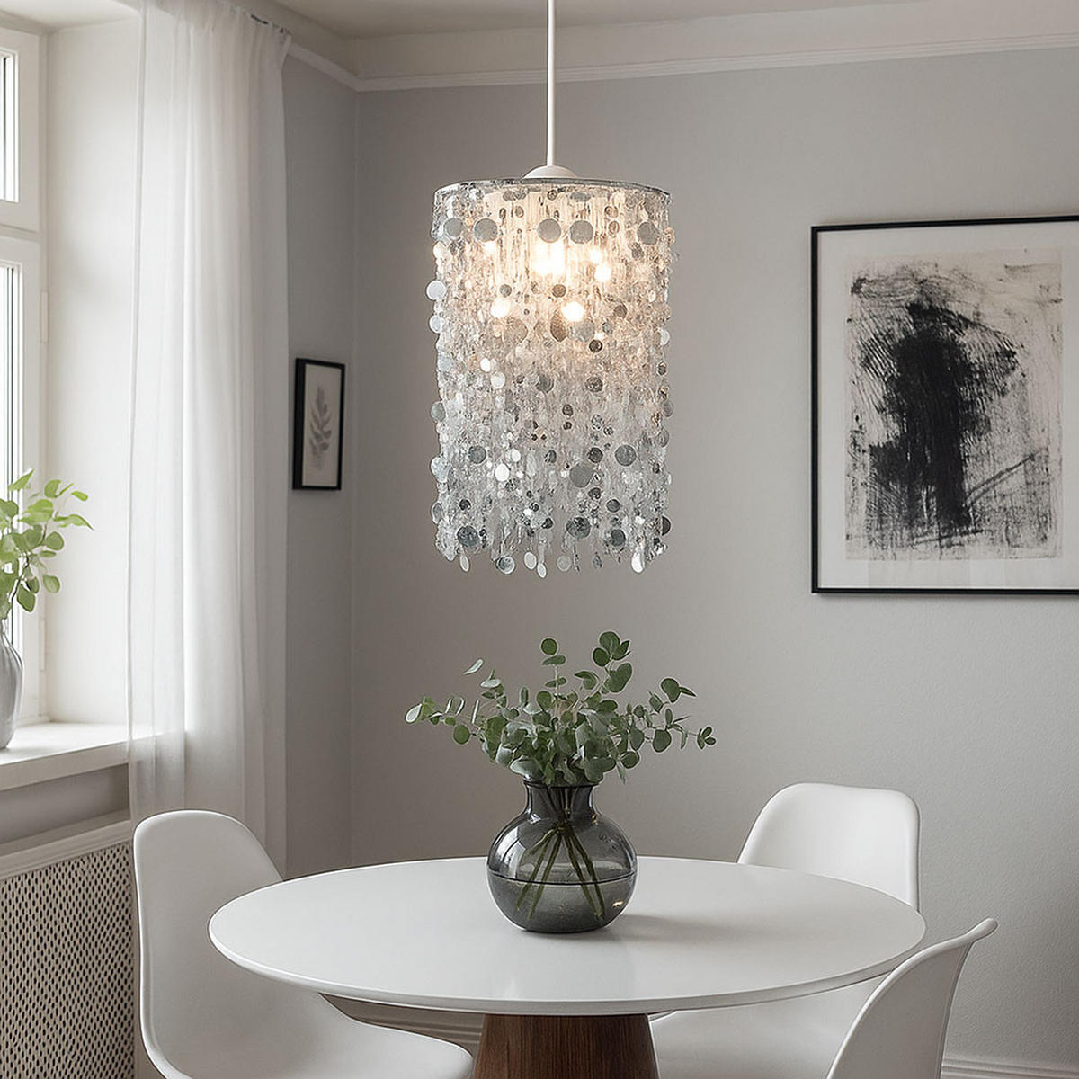 HÄNGELEUCHTE Metall Silber Kunststoff - Silberfarben, Metall (27/27/52cm)