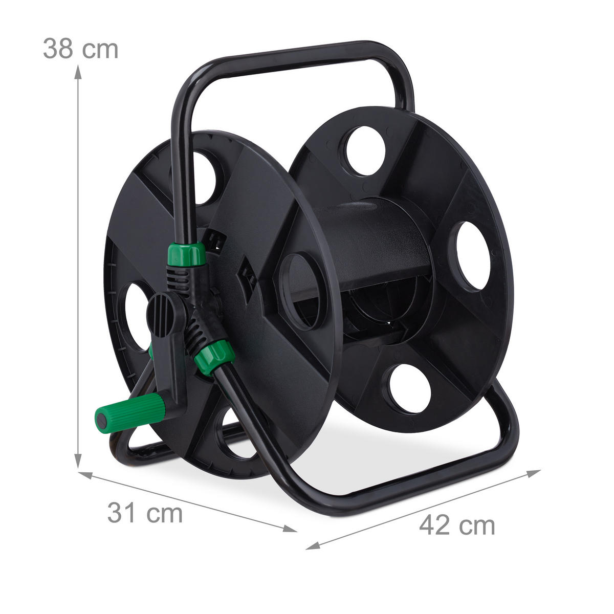 SCHLAUCHTROMMEL - Schwarz, Kunststoff/Metall (42/38/31cm) - Relaxdays