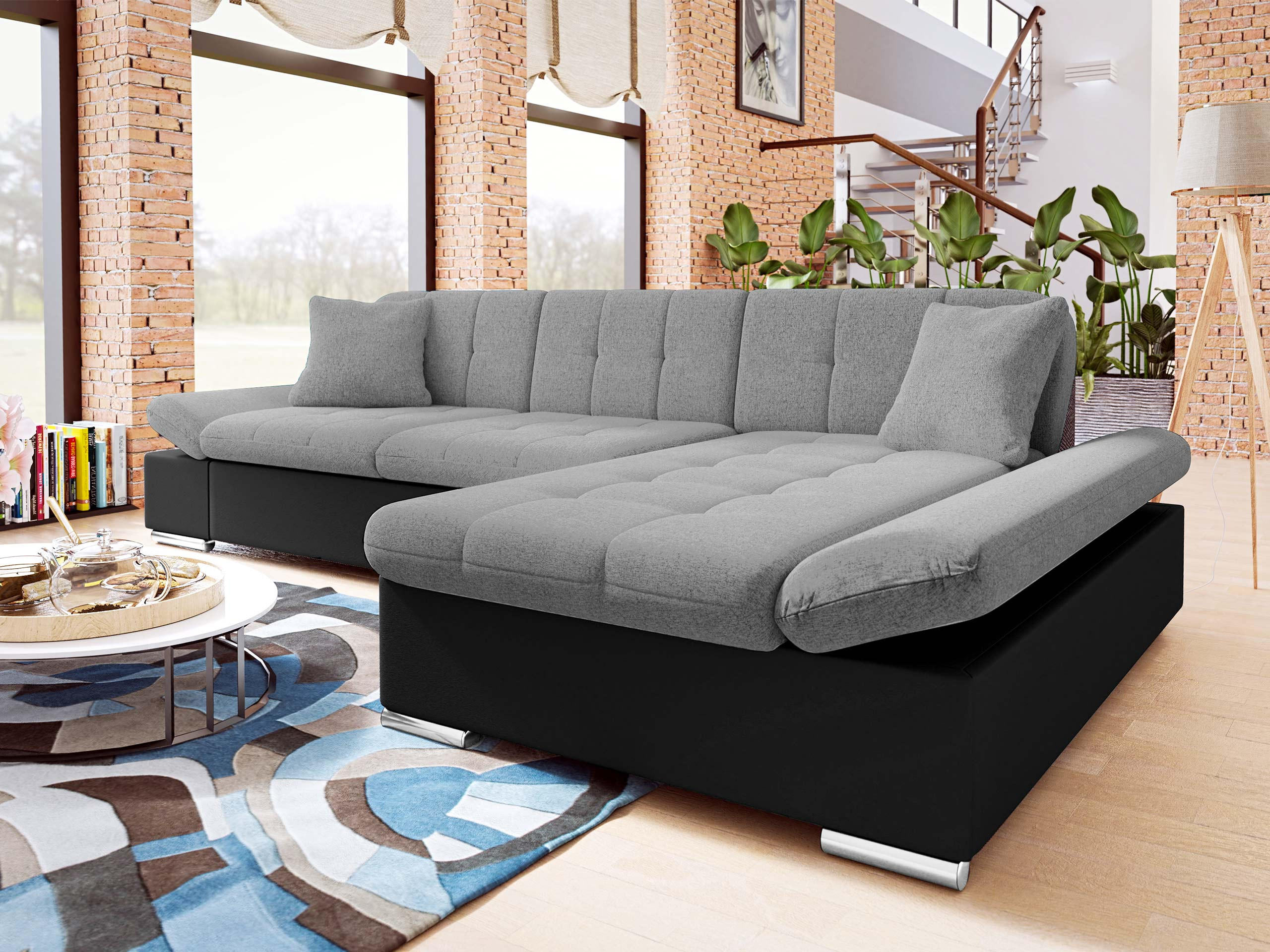 Thumbnail - Mirjan24 Ecksofa, Schwarz, Grau, Textil, rechts montierbar,Rechteckig, 278x161 cm, Wohnzimmer, Sofas & Couches, Wohnland...