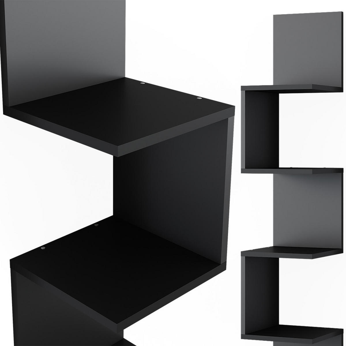 ECKREGAL Paolo Schwarz 28 x 175.4 cm mit 5 Fächern - Schwarz, Holzwerkstoff (28/175.4/28cm) - Vicco
