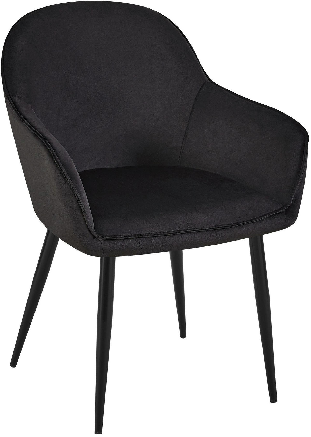 ARMLEHNENSTUHL Samt schwarz - Schwarz, Textil/Metall (60/84/60cm) - CLP