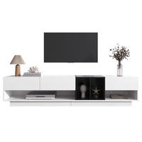 LOWBOARD in Weiß und Schwarz TV-Schrank mit Schubladen und offenen Fächern für Wohnzimmer, B190/T40/H42 cm - Weiß, Holzwerkstoff/Metall (190/42/40cm) - STILVORA