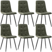 ESSZIMMERSTÜHLE 6er Set Grün Technologietuch Gepolstert Hohe Rückenlehne Metallfuß - Grün, Kunststoff (41.5/88/43cm)