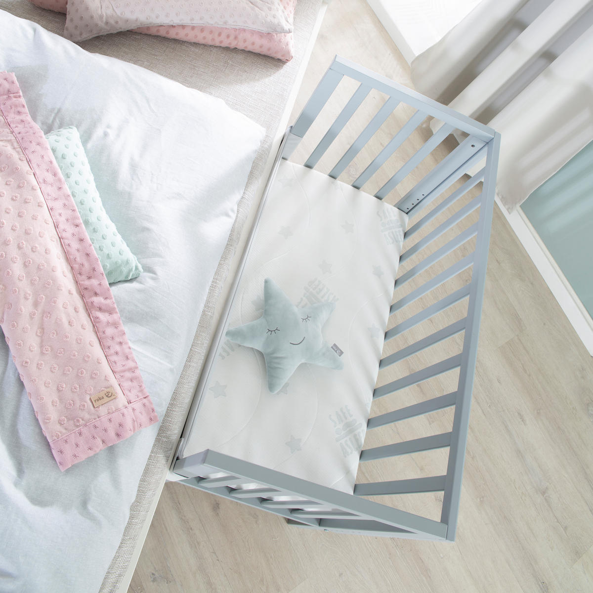 BEISTELLBETT 3in1 Set 90 x 45 cm - Taupe/Weiß, Holzwerkstoff (45/90cm) - Roba