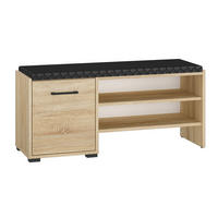 SCHUHBANK Caro Sonoma Eiche hell / schwarz 105 / 34 / 48cm - Schwarz/Braun, Holz/Holzwerkstoff (105/48/34cm) - Feldmann-Wohnen
