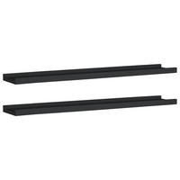 WANDREGALSET U-Form 2-teilig 80/9/3 cm aus MDF Schwarz - Schwarz, Holzwerkstoff (80/3/9cm) - vidaXL