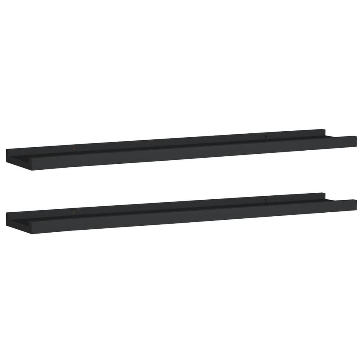 WANDREGALSET U-Form 2-teilig 80/9/3 cm aus MDF Schwarz - Schwarz, Holzwerkstoff (80/3/9cm) - vidaXL