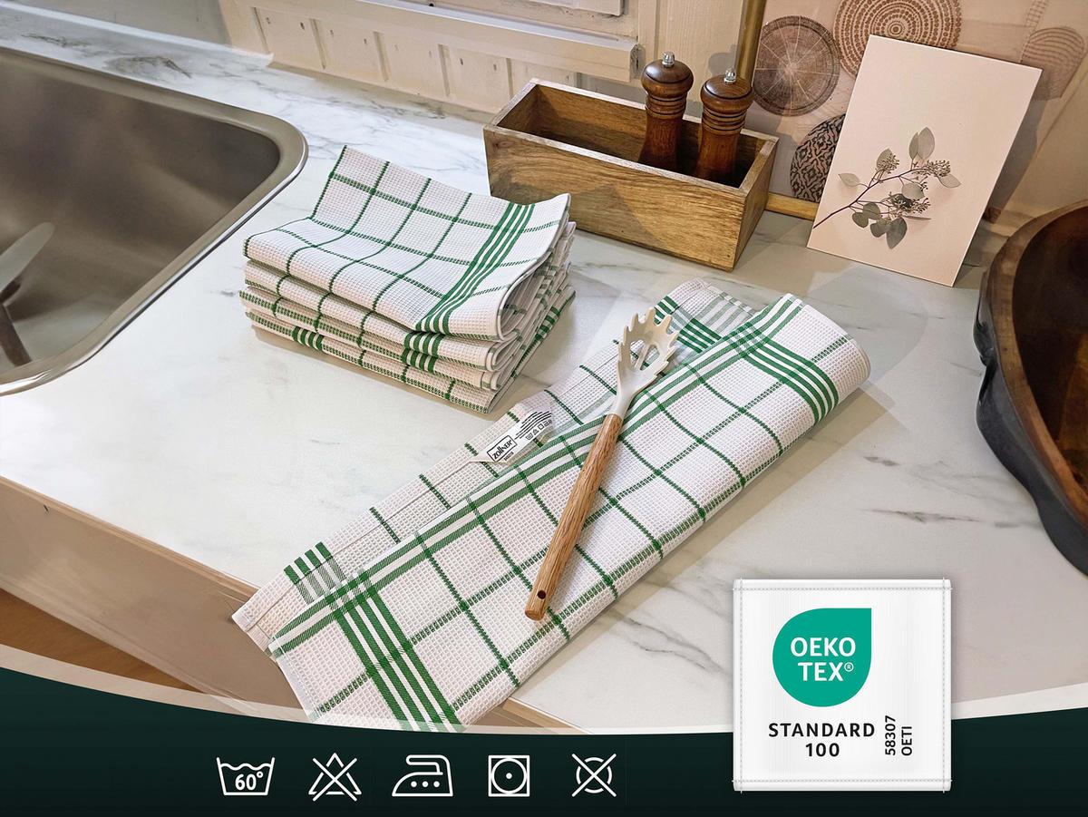 GESCHIRRTÜCHER, 5er-Set, 50x70 cm, 100% Baumwolle, Grün - Grün, Textil (50/70cm) - Zollner