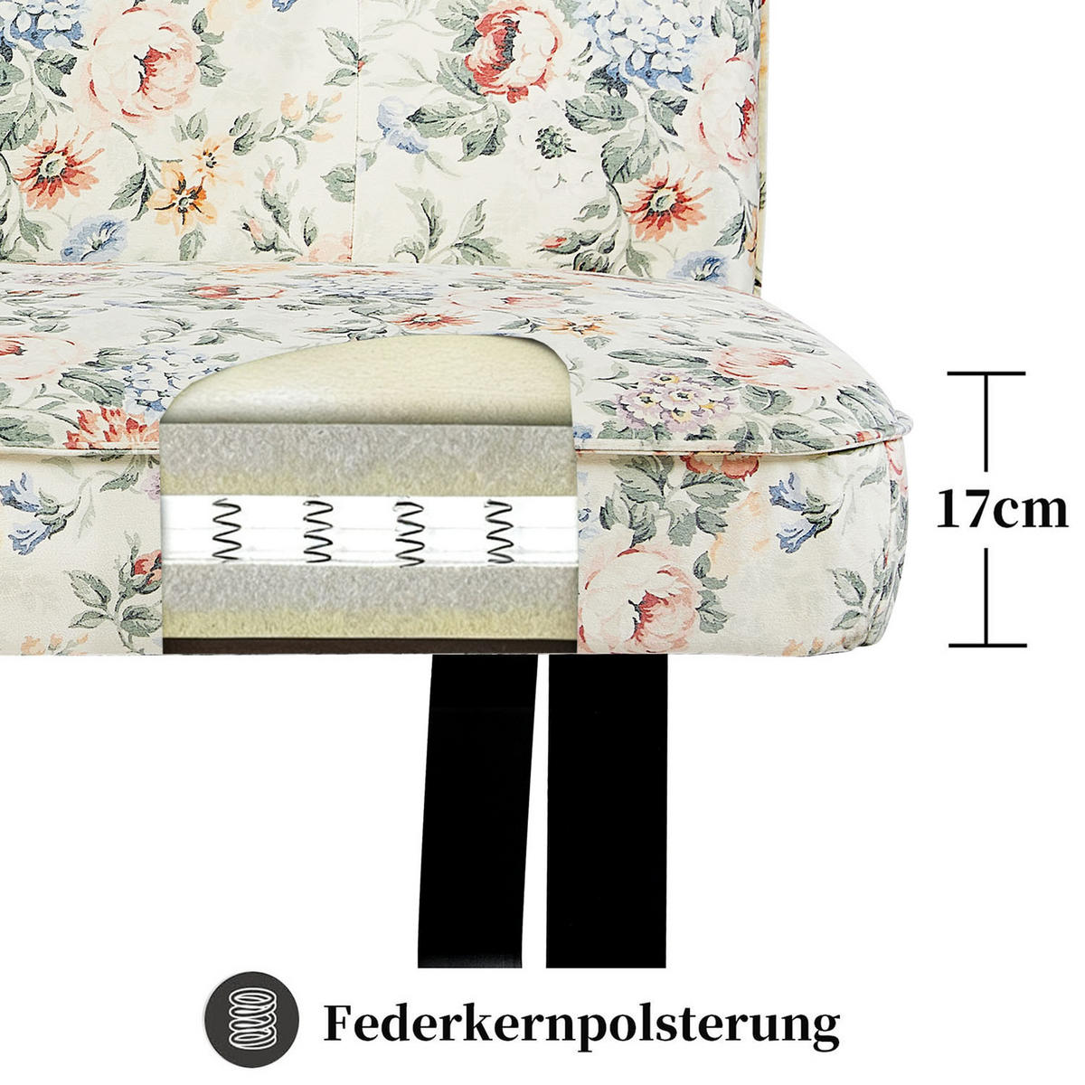 SITZBANK EMILIA - Creme/Naturfarben, Metall (156/88/65cm) - DUBI Möbel