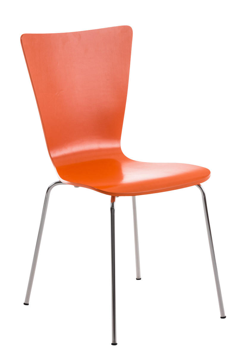 BESUCHERSTUHL Jaron mit Holzsitz und Metallgestell, Farbe: Orange - Chromfarben/Orange, Holz/Metall (43/84/50cm) - TPFLiving