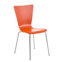 BESUCHERSTUHL Jaron mit Holzsitz und Metallgestell, Farbe: Orange - Chromfarben/Orange, Holz/Metall (43/84/50cm) - TPFLiving