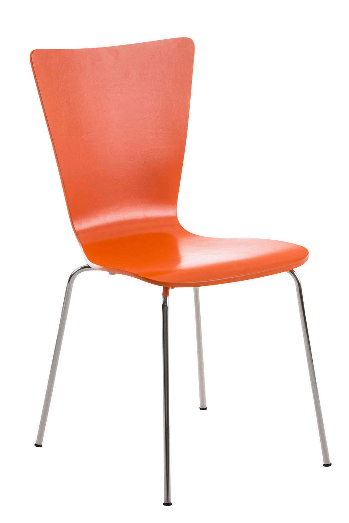 BESUCHERSTUHL Jaron mit Holzsitz und Metallgestell, Farbe: Orange - Chromfarben/Orange, Holz/Metall (43/84/50cm) - TPFLiving