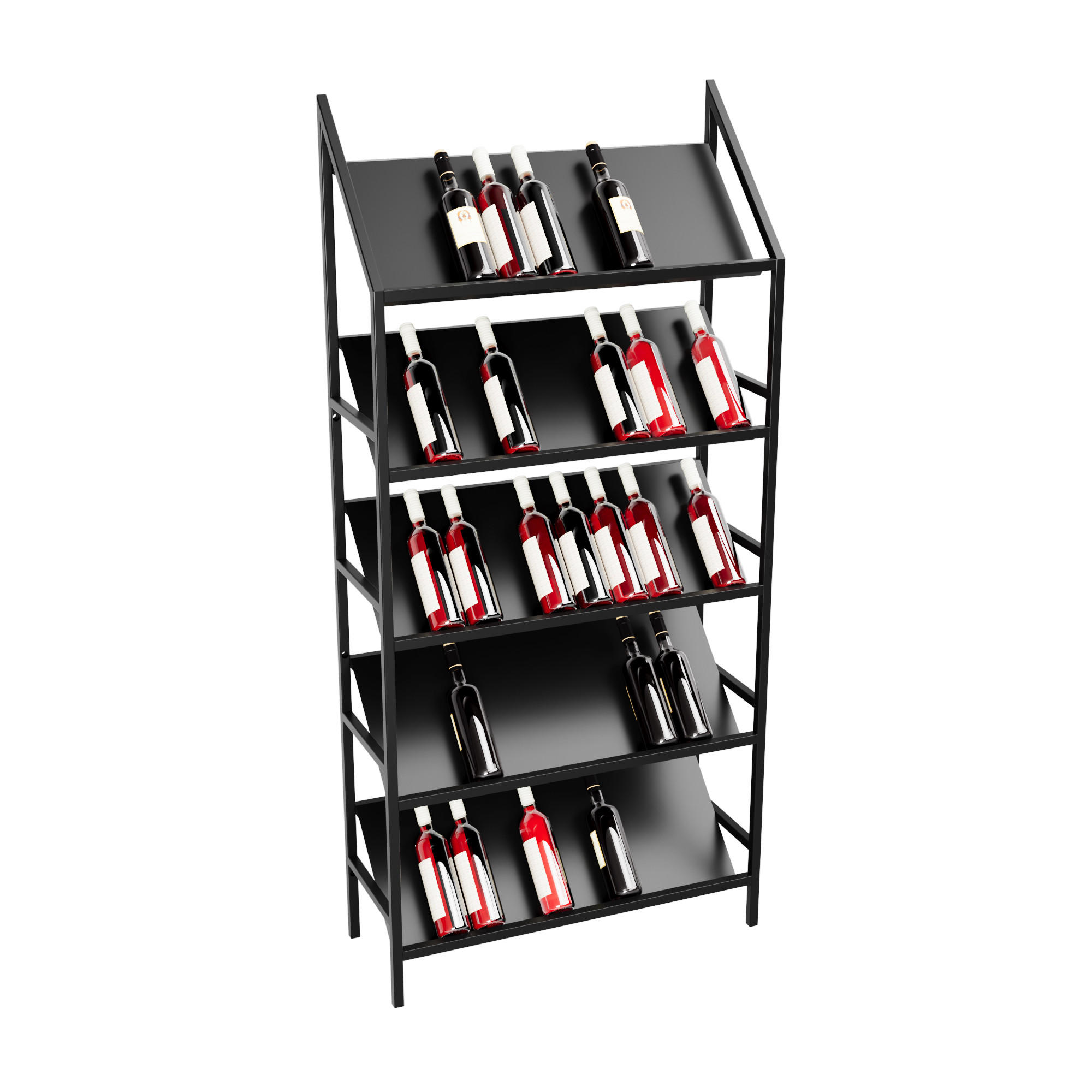 WEINREGAL für 50 Flaschen aus Metall, schwarz Bordeaux - Schwarz, Metall (80/170/30cm) - Metalo Pro