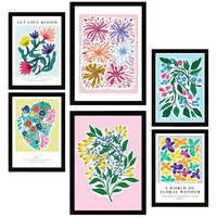POSTER Set Mit 6 Botanica Schönen Sommer A3 & A4 Schwarzer Rahmen - Schwarz, Papier (29/3cm) - Nacnic