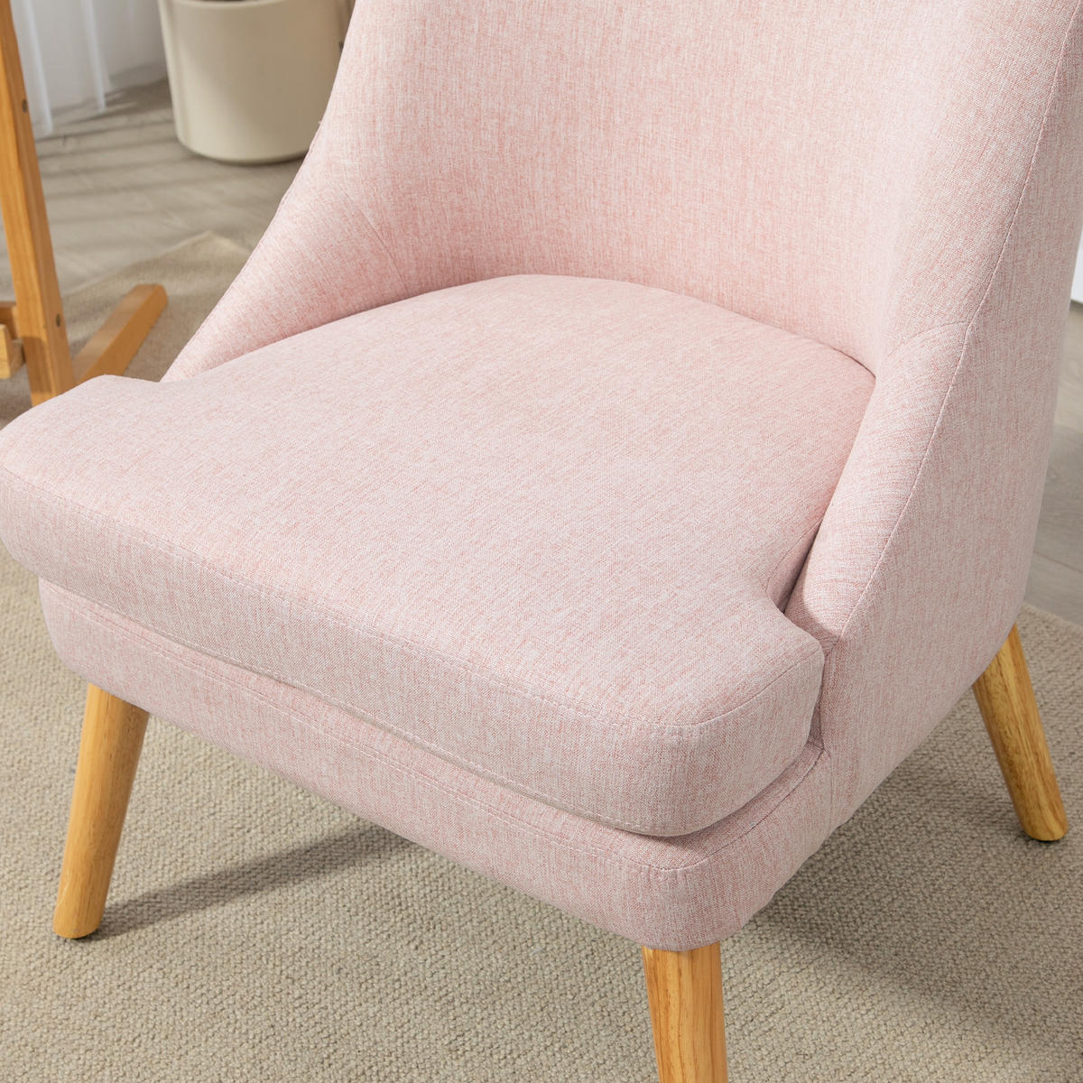 SESSEL Loungesessel mit Leinenoptik, Armlehne, Gepolstert Relaxsessel Rosa - Rosa, Textil (69/79.5/63cm) - HOMCOM