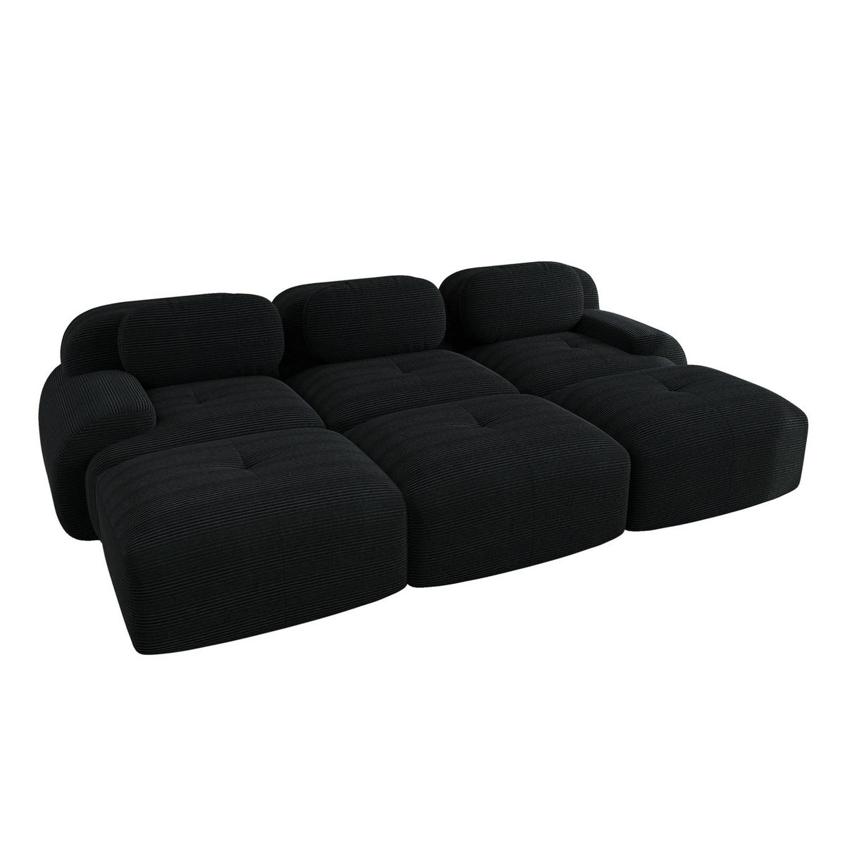ECKSOFA modular rahmenlos Cordstoff Black - Schwarz, Kunststoff (178/75/298.2cm) - Meubliv