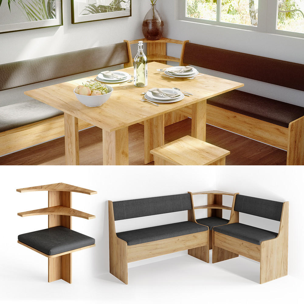 ESSZIMMER-ECKBANK Roman Sandeiche 43.5 x 43.5 cm - Anthrazit/Eiche Wotan, Holzwerkstoff (43.5/78/43.5cm) - Vicco