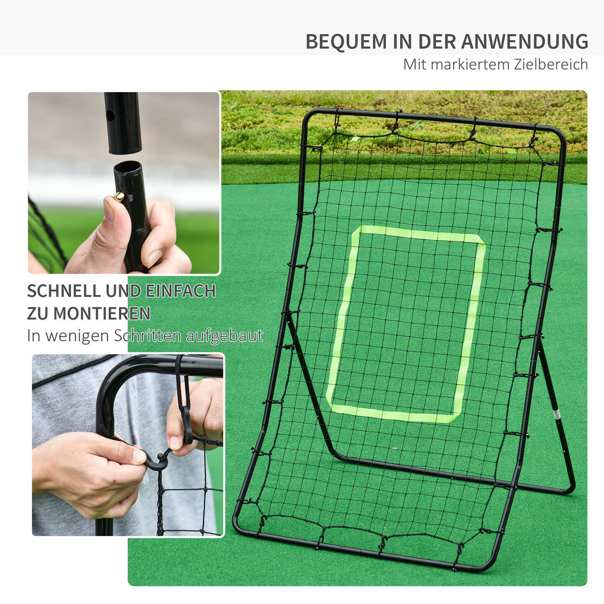 RÜCKPRALLWAND NETZ, Stahl/PE, Schwarz, 75x126cm - Schwarz, Metall (80/90cm) - HOMCOM