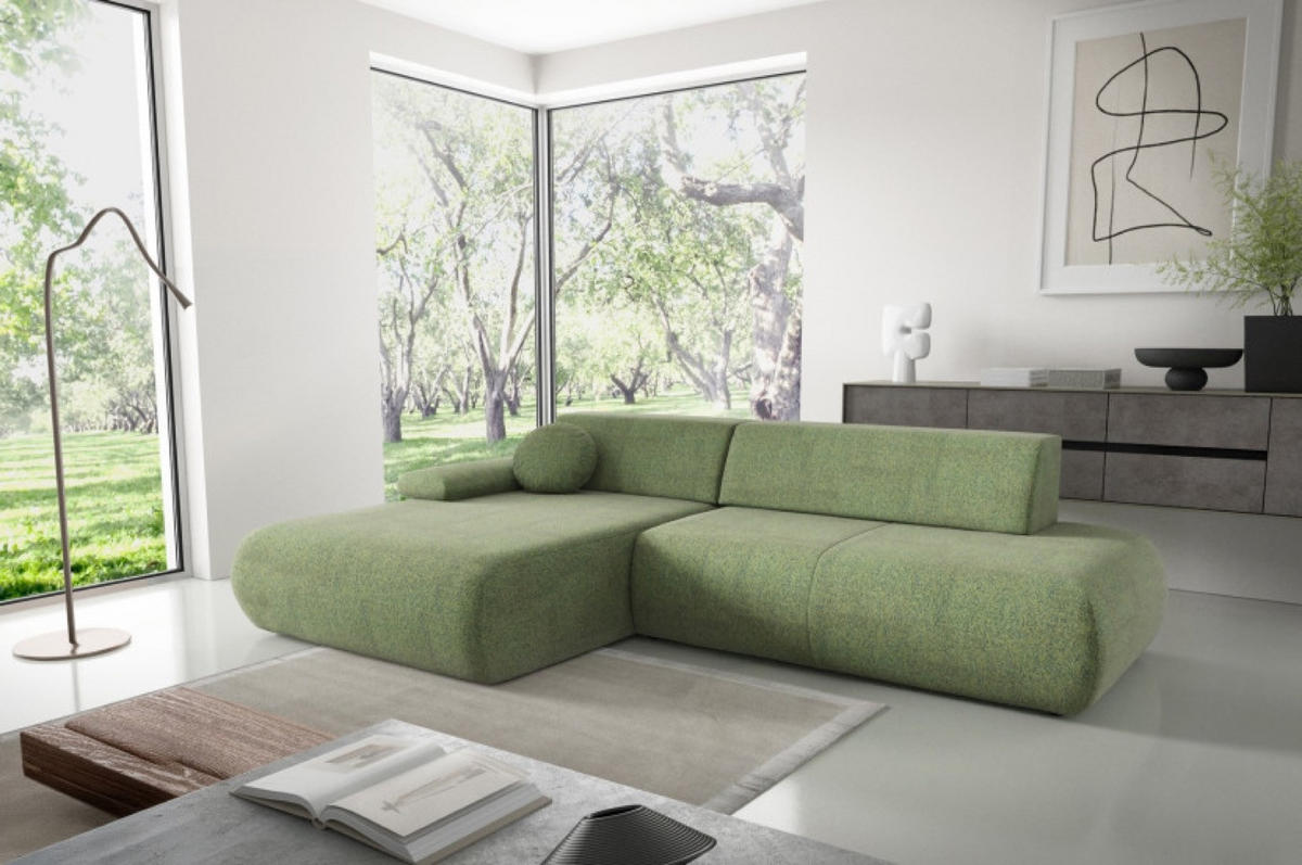ECKSOFA Grün PENTI Ausziehbar Mit Bettkasten Links - Grün, Textil (286/173.5cm) - Sepro Meble