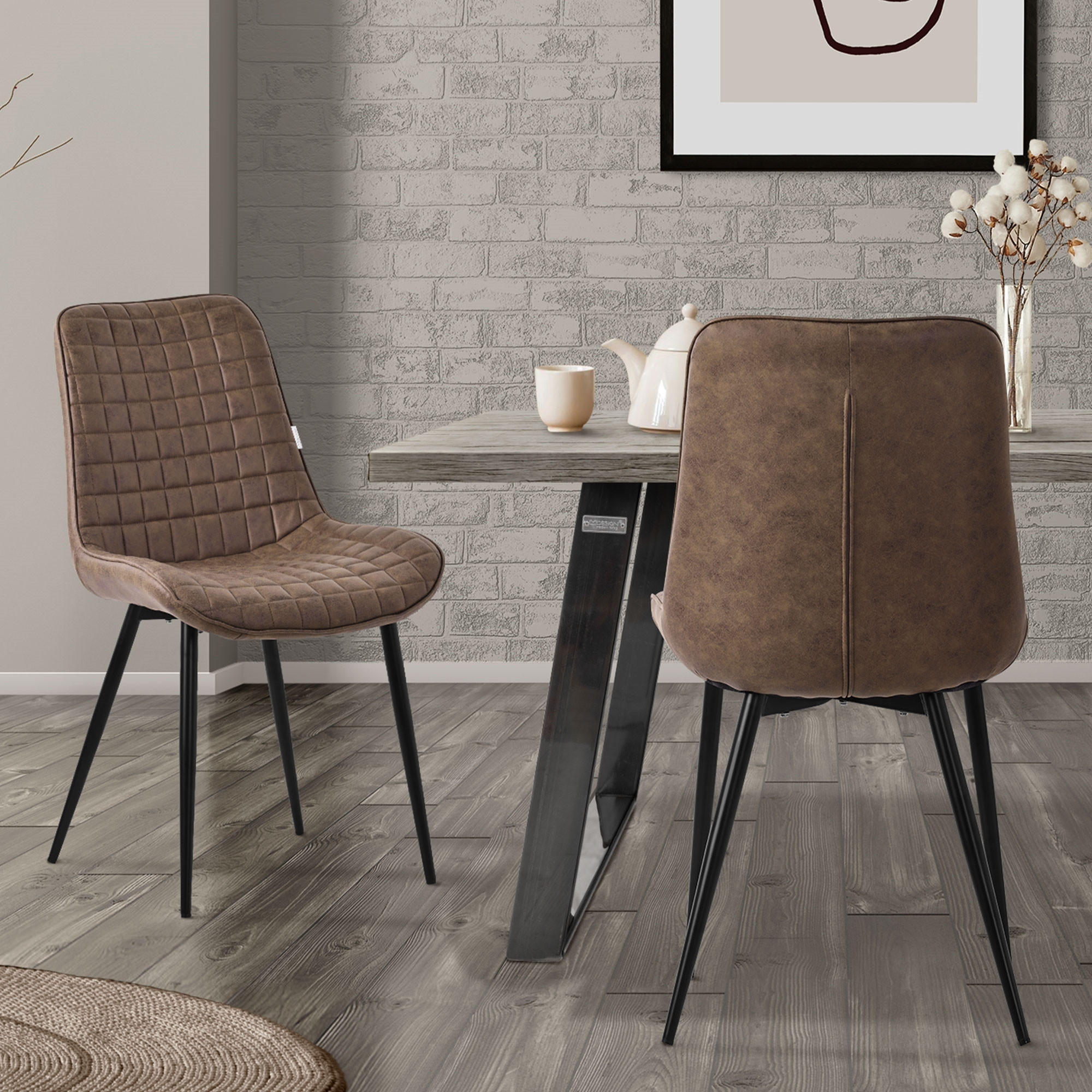 ESSZIMMERSTUHL Braun 2er Set - Dunkelbraun, Metall (52/89/60cm) - ML-DESIGN