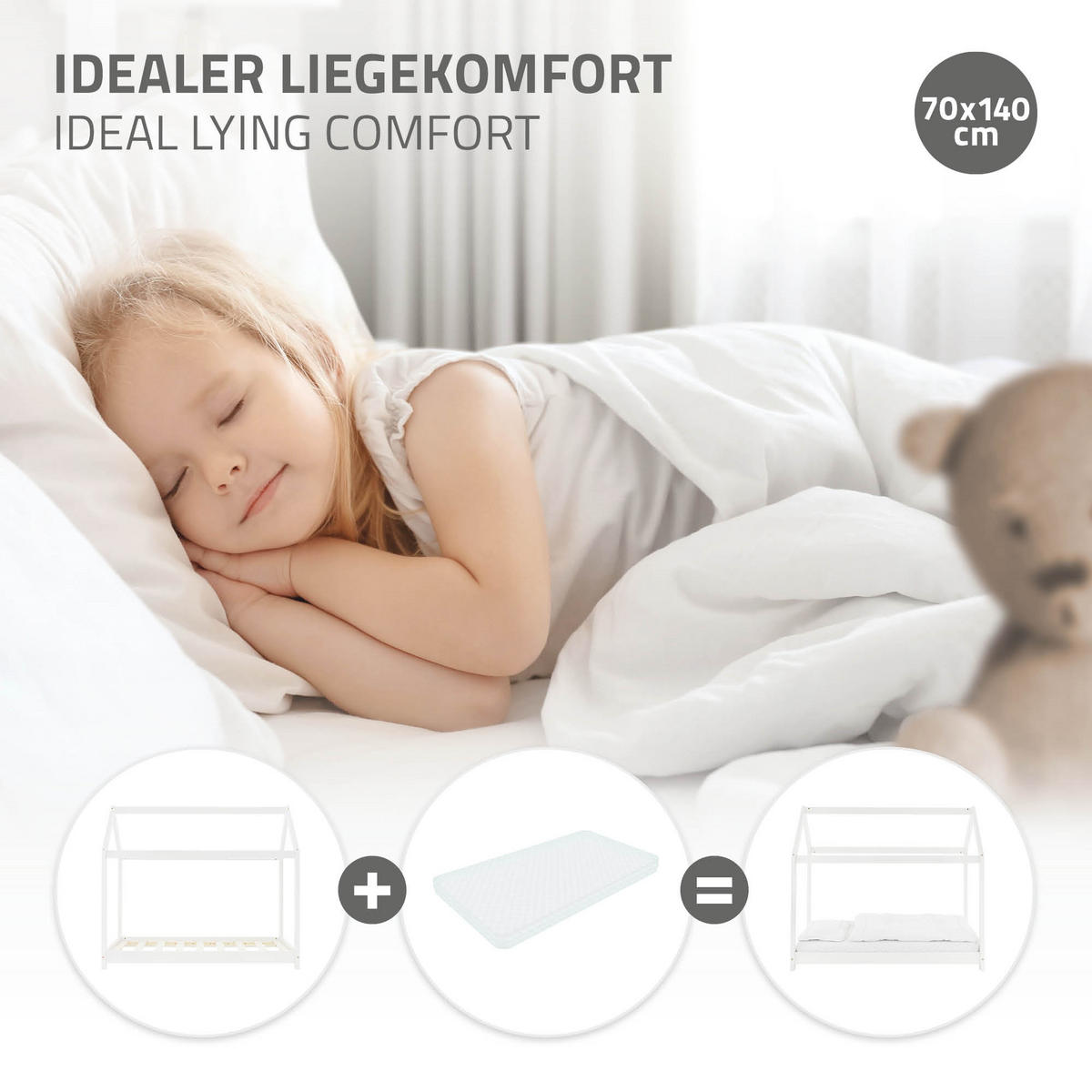 KINDERBETT mit Dach 70x140 cm Weiß - Weiß, Holz (70/140cm) - ML-DESIGN