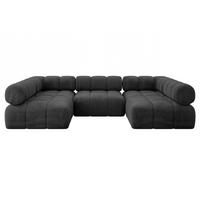 WOHNLANDSCHAFT modulares Sofa Garvo-U1 - 285x190x70 cm Schwarz Velours - Schwarz, Holzwerkstoff/Textil (285/70/190cm) - ALTDECOR