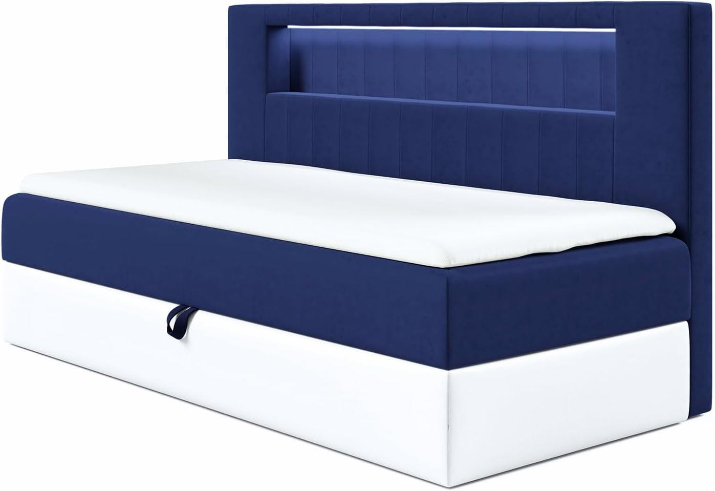 KINDERBETT GARETH 2 - Dunkelblau/Weiß, Holzwerkstoff (91/201cm) - Meblini