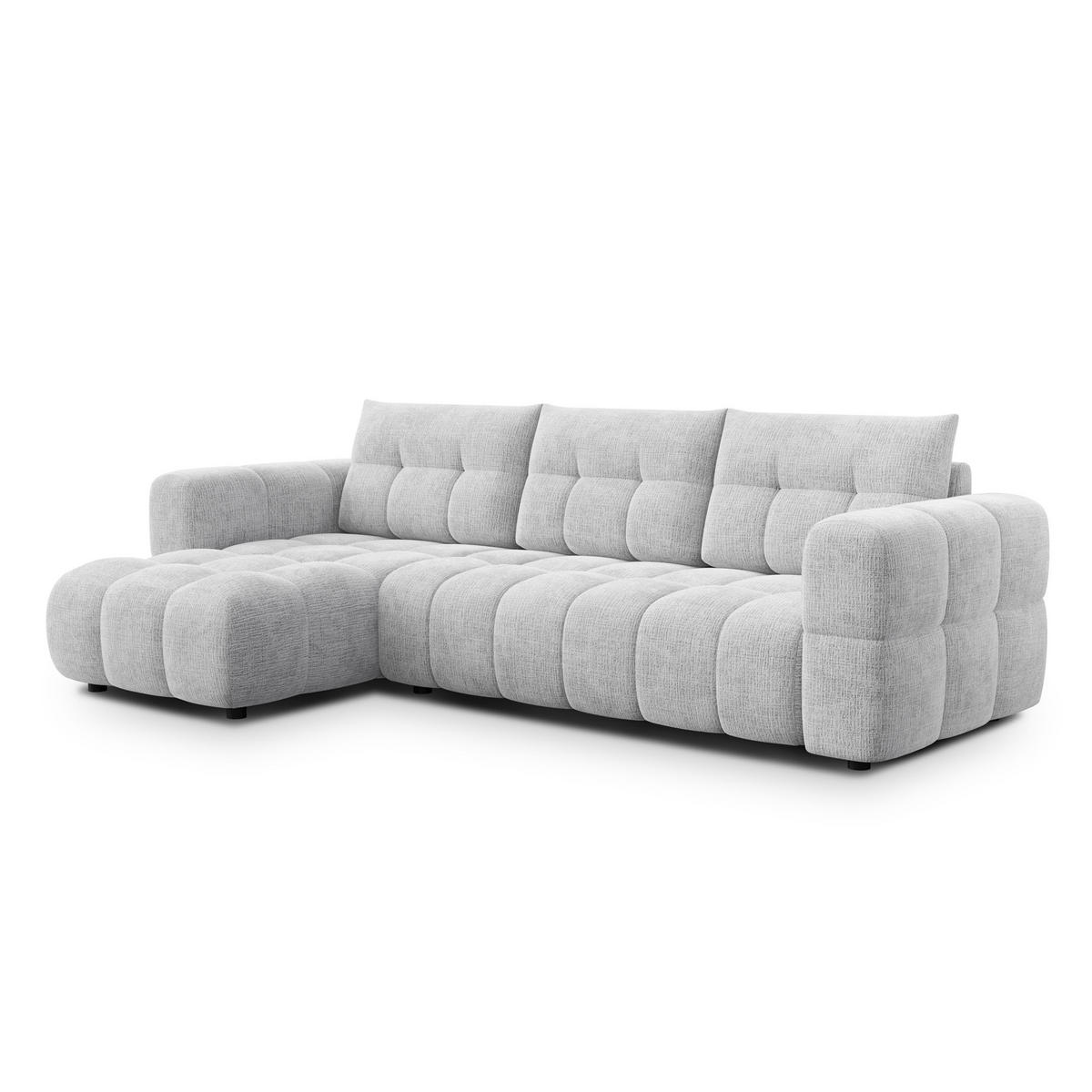 ECKSOFA CLOUDI 4-Sitzer links, hellgrau - Hellgrau/Schwarz, Holz/Textil (294/160cm) - Courtois Laville