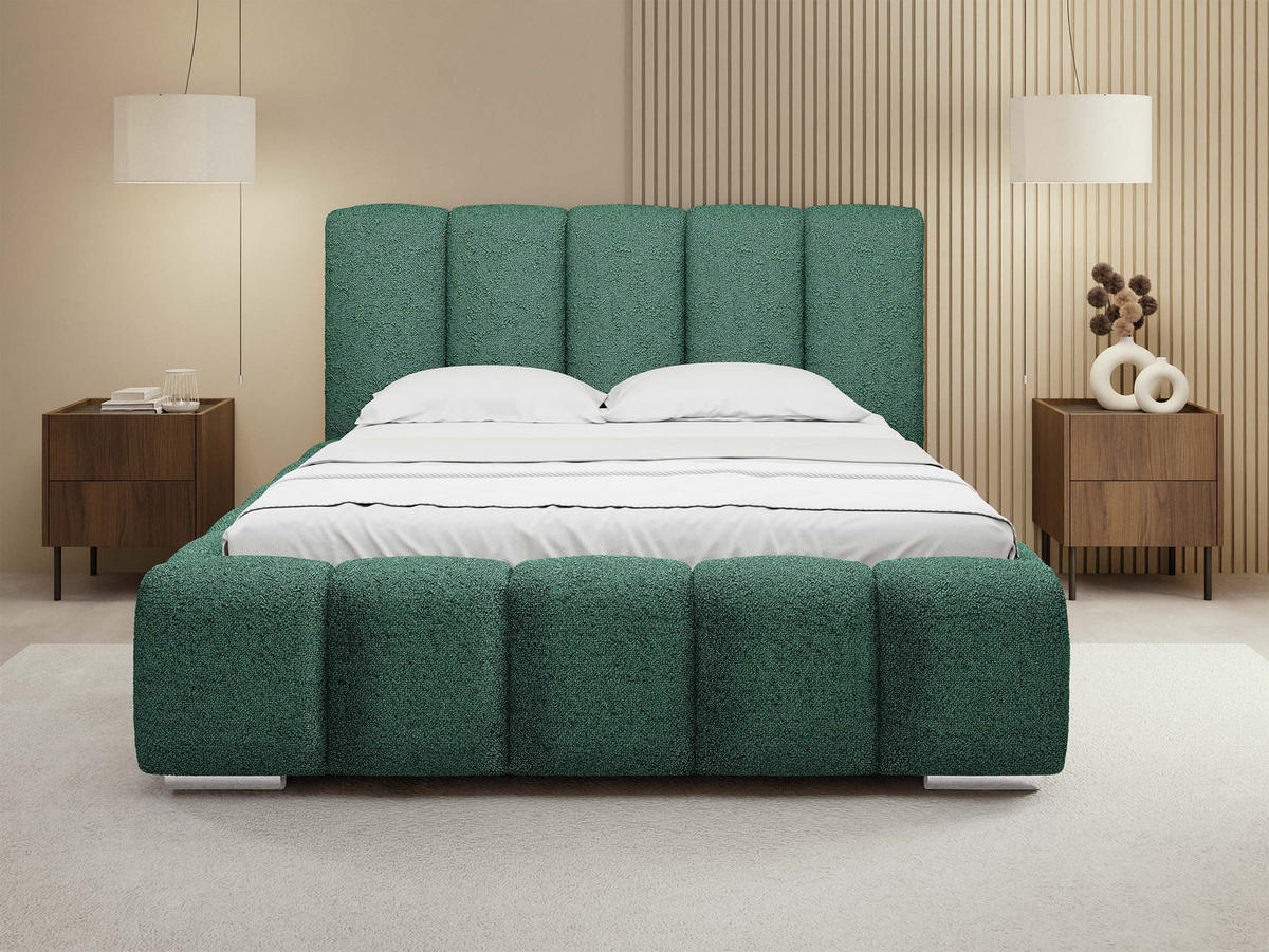 POLSTERBETT Wizko Boucle - Chromfarben/Naturfarben, Holz/Holzwerkstoff (160/200cm) - MIRJAN24