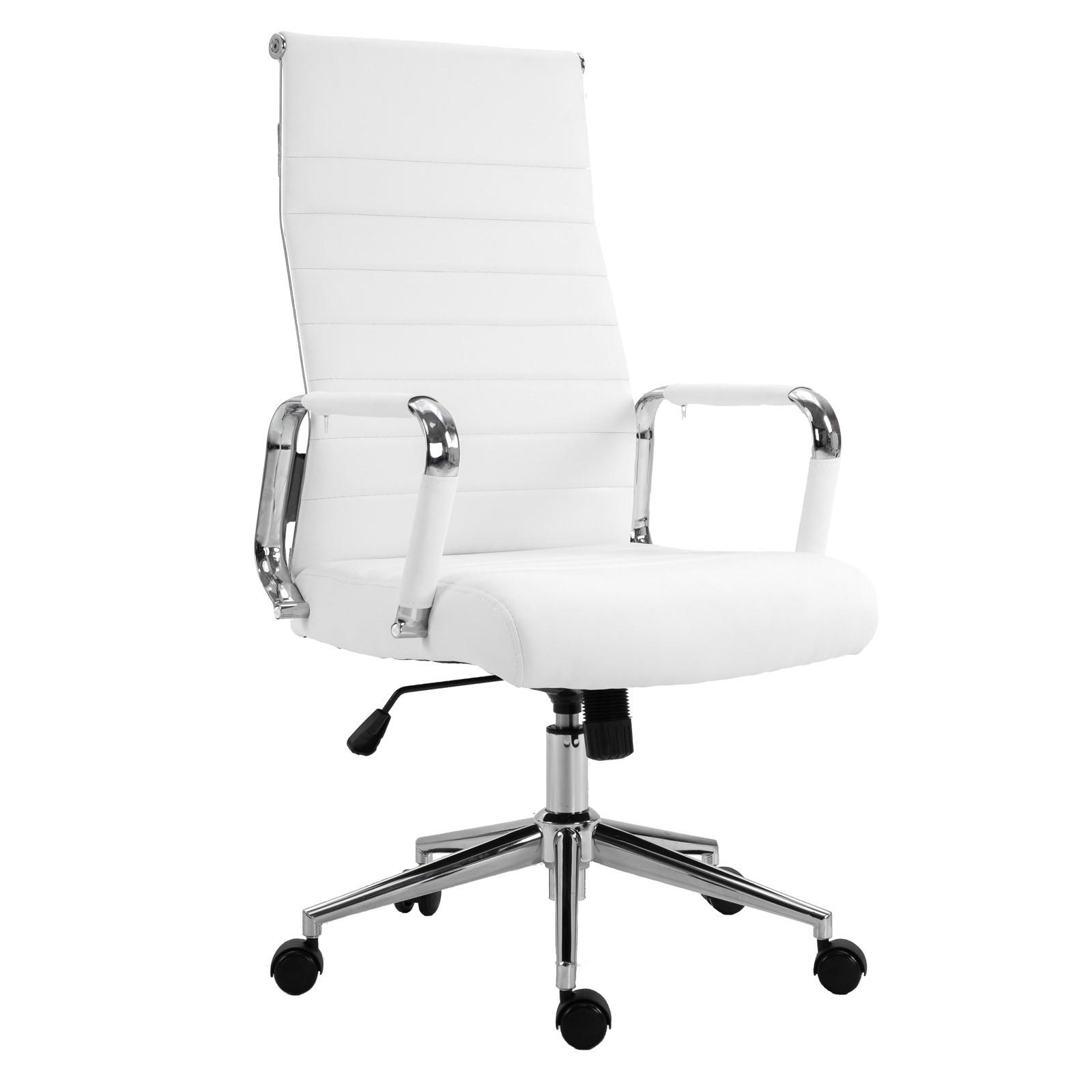SCHREIBTISCHSTUHL OFFICE COMFORT HB Kunstleder Weiß - Silberfarben/Weiß, Textil/Metall (57/120/53cm) - SVITA