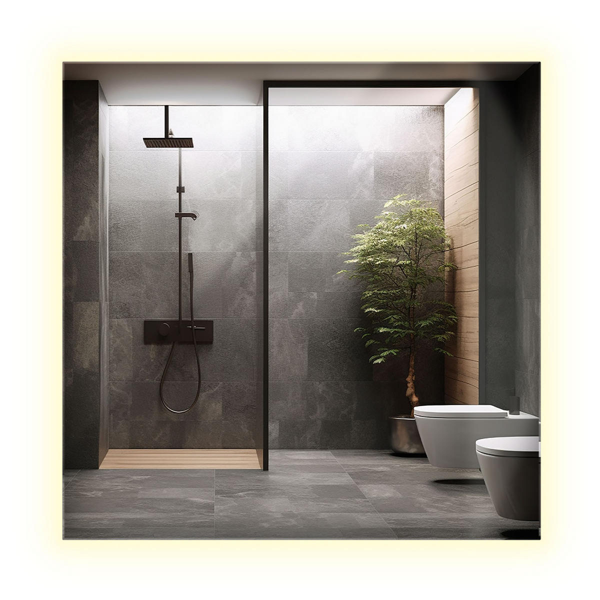 LED-SPIEGEL 50x50 cm Rechteckig Neutralweiß 4000K - Transparent, Glas (50/50/0.4cm) - Wallfluent