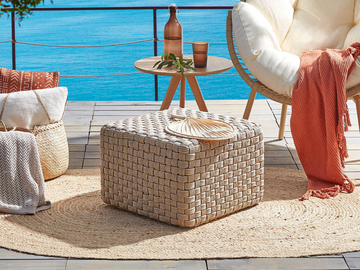 POUF Taupe Nalli - Taupe, Kunststoff (50/35/50cm) - Beliani