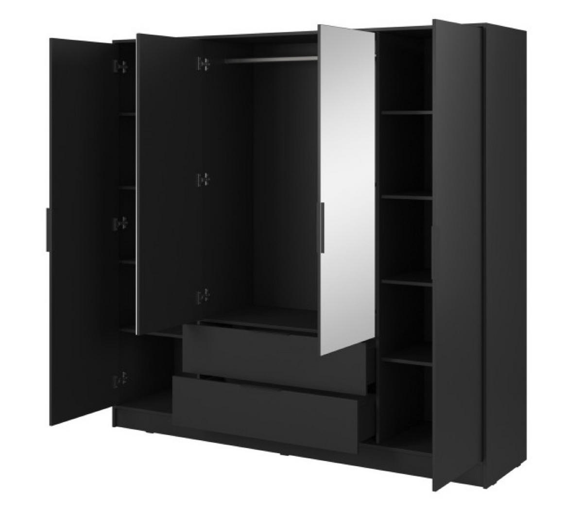 SCHRANK Schwarz ELLY Mit Spiegel - Transparent/Schwarz, Holzwerkstoff (206/200/51cm) - Sepro Meble