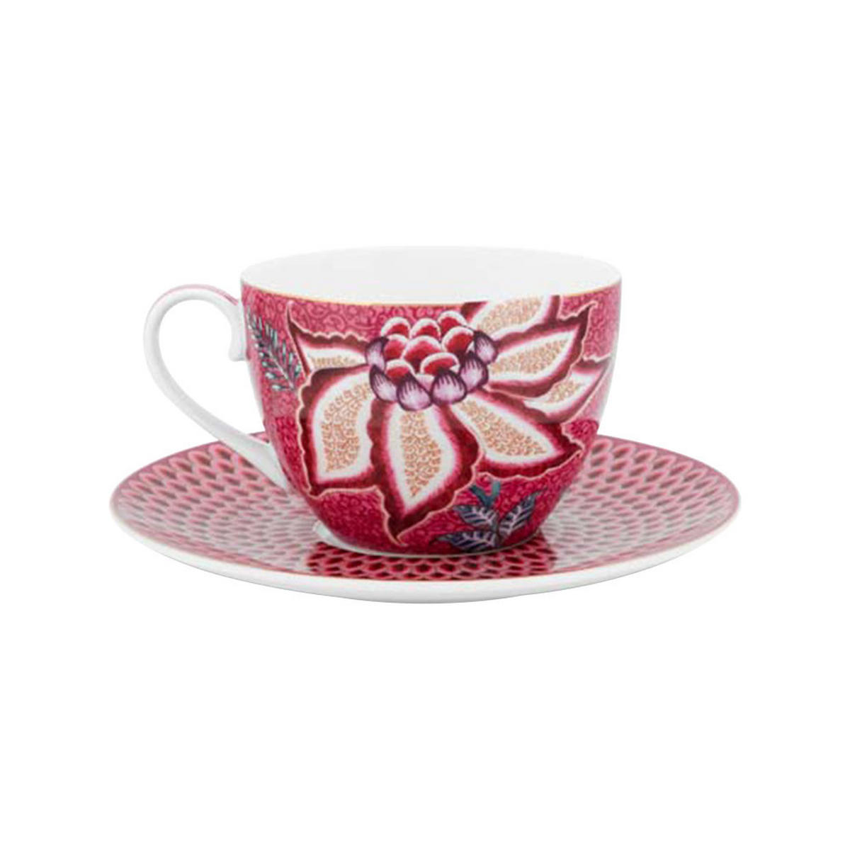 TASSEN & UNTERTASSEN 2er-Set Blumenfestival dark rosa 280 ml - Dunkelrosa, Keramik (16.8/12.2/16.8cm) - Pip Studio