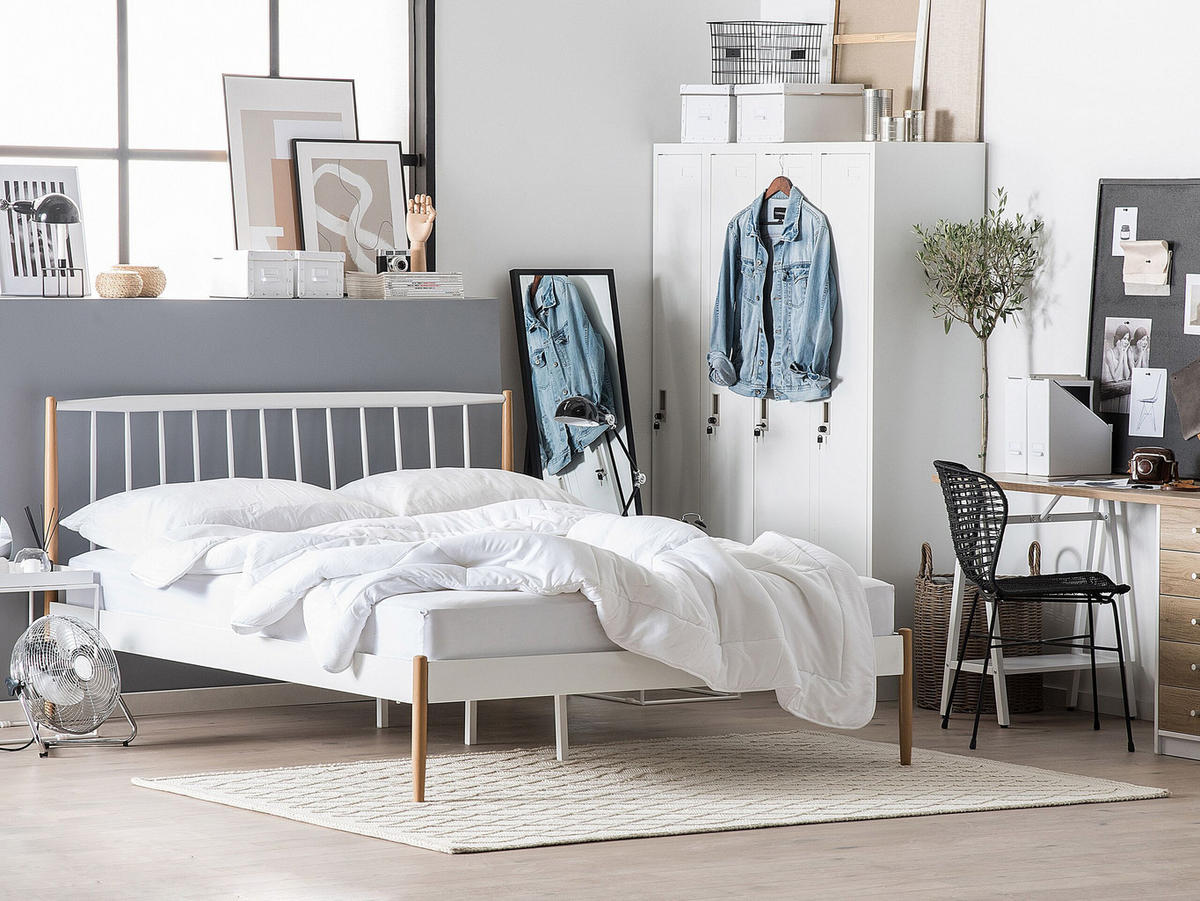 METALLBETT 140/200cm Weiß Maurs - Weiß, Metall (140/200cm) - Beliani
